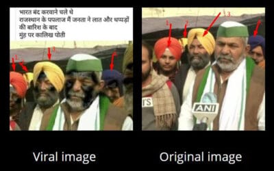 Farmer Leader Tikait’s viral inked face: Morphed or Real?