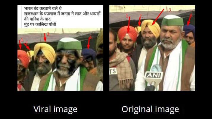 Farmer Leader Tikait’s viral inked face: Morphed or Real?